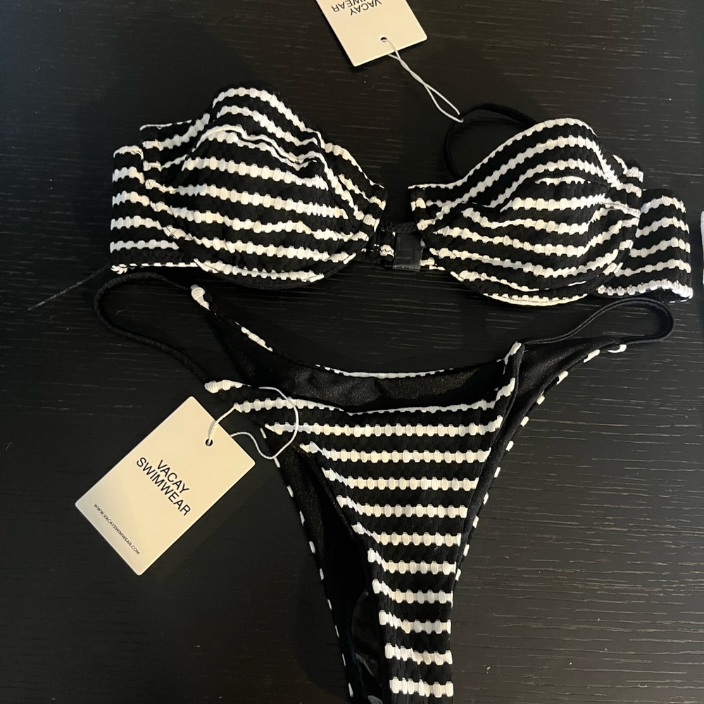 Black and White Striped Bikini (Vacay Swimwear brand)